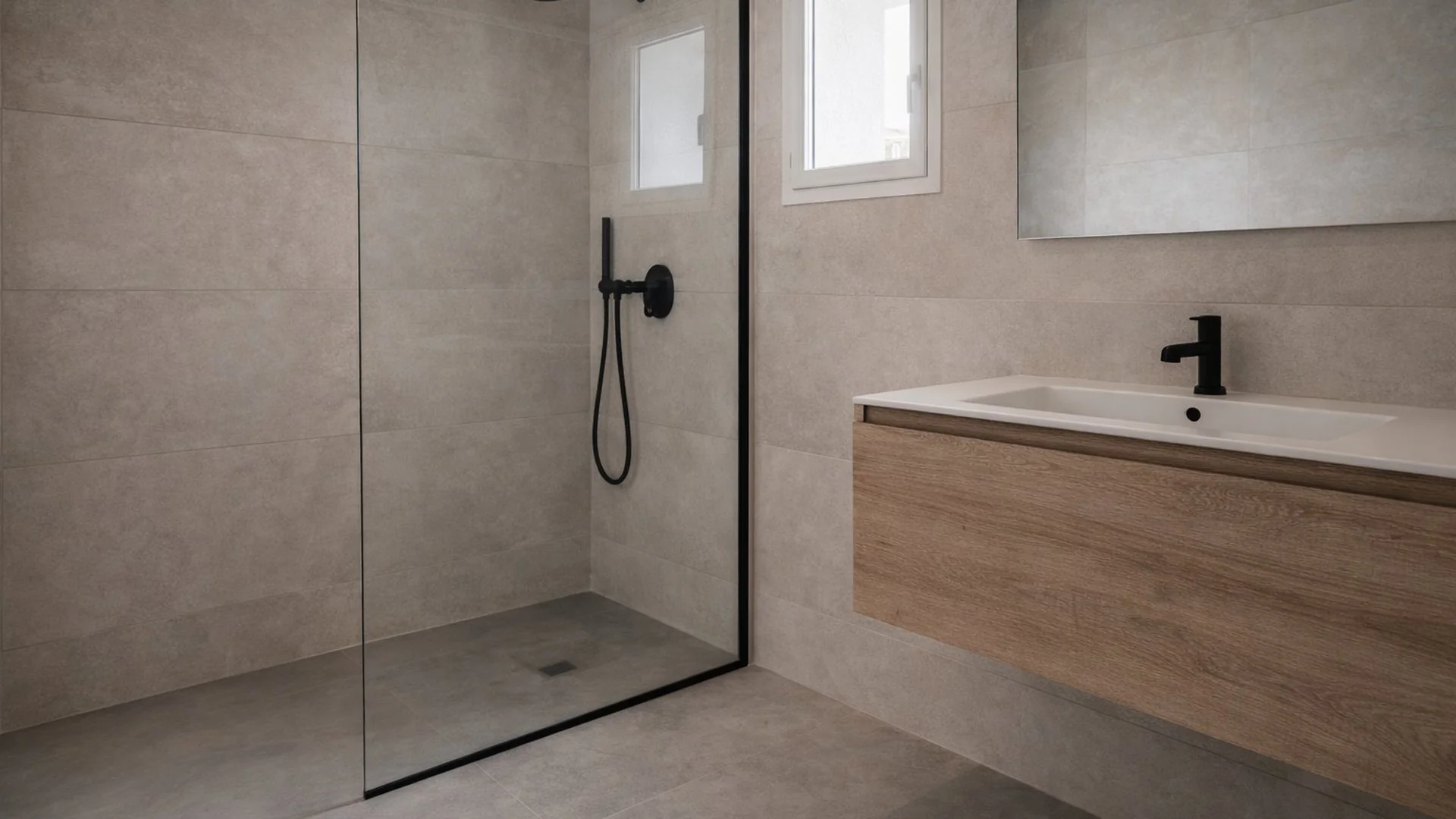 Reforma de baño premium en Ibiza — microcemento villa